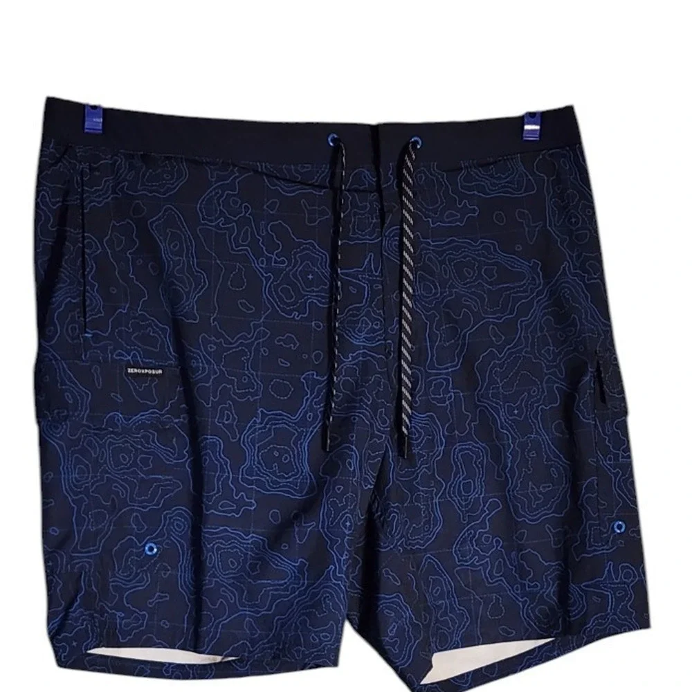 ZeroXposur Mens XXL Blue Swim Trunks Board Shorts UPF 50+ Quick Dry Pockets NWT